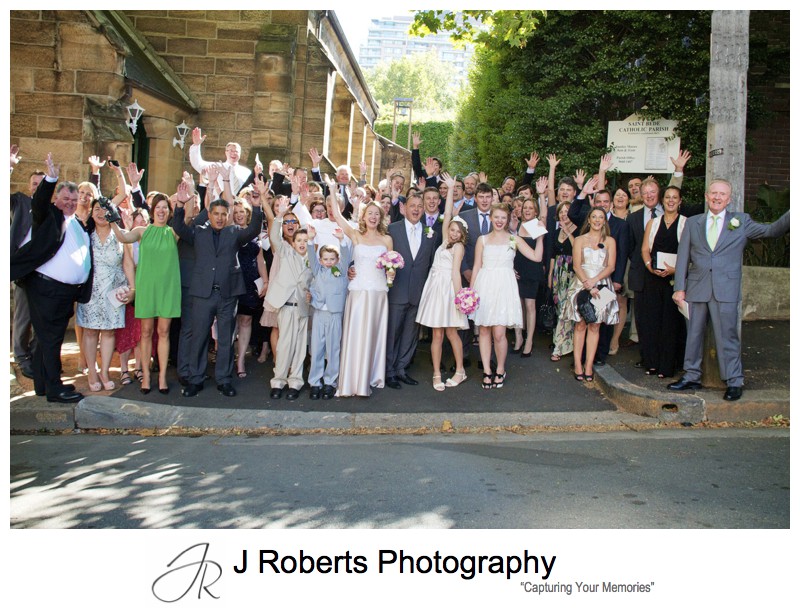 Whole group celebrating marriage - wedding photography sydney